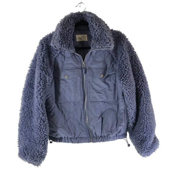 Universal Thread Sherpa Fleece Jacket With Quilted Lining & Zip Closure Blue XS - Picture 1 of 5